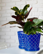 EFISPSS 6 Inch Pots for Indoor Plants,Ceramic Plant Pots,Planters with Drainage Hole and Saucer, Flower Pots Desktop Office Windowsill Decoration Gift Set of 2 - Sapphire Blue