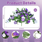 Artificial Flowers Plants for Outdoors, 6PCS UV Resistant Faux Flowers Outdoor Plants, Fake Petunias Silk Flowers for Garden Balcony Yard Porch Decor (White Purple)