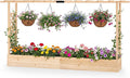 BECOMFORT Raised Garden Bed with Trellis & Hanging Roof, 45" Tall Fir Wood Planter Box with Drainage Holes, Outdoor Elevated Garden Planter for Climbing Vines, Perfect for Patio, Lawn & Backyard