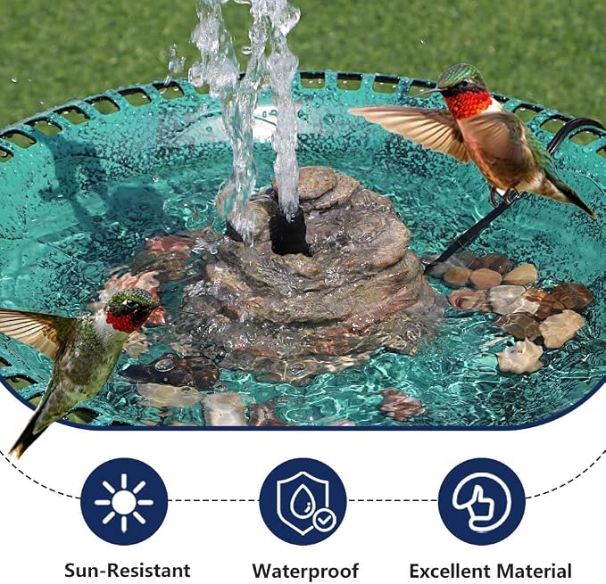 Bird Bath Water Fountain Resin Rock Fountain with 9.8ft Cord Length Water Pump Rock Waterfall for Hummingbird Birdbath Outdoor Decor for Garden Lawn Fish Tank and Aquariums (Brown)