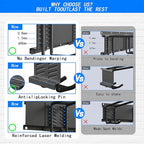CBWLWJ Garage Tool Organizer Wall Mount, 64 inch Garage Wall Organizer, 680lbs Sturdy Garden Tool Organizer with 12 Adjustable Hooks, for Yard, Shed, Basement, Workshop(Black)