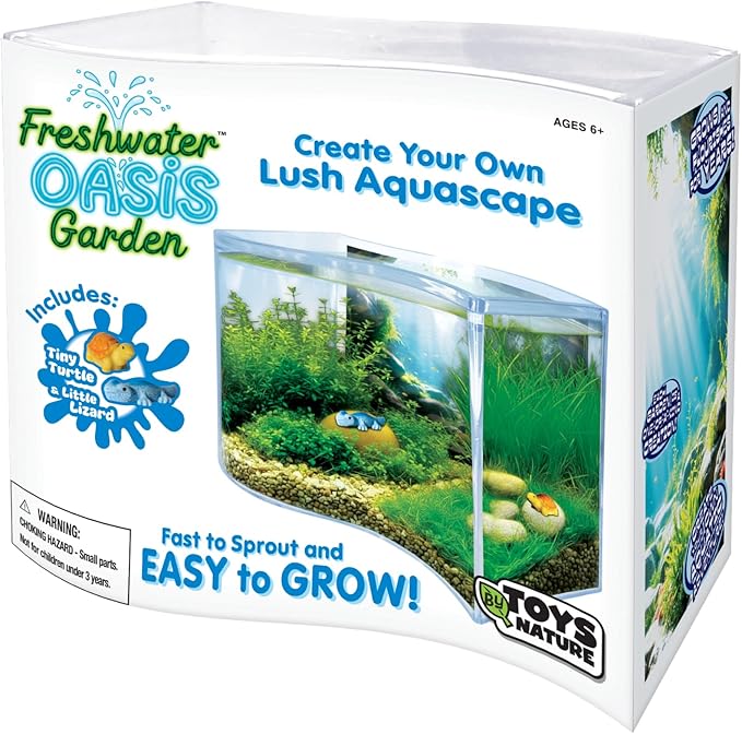Toys By Nature Freshwater Oasis Garden, Mini Wave Terrarium Kit with Aquatic Seeds and Real Water Plant, Beginner-Friendly Terrariums and Live Indoor Plants Decor
