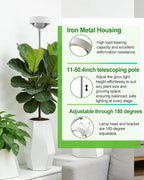 yadoker Plant Grow Light, LED Growing Light Full Spectrum for Indoor Plants,White Magnifying Glass Plant Lights,Height Adjustable, Automatic Timer, 5V Low Safe Voltage,Idea for Large