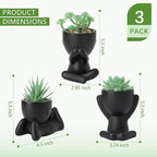 ALAGIRLS 3pcs Fake Green Succulents Plant Sets,Plastic Artificial Plant Decor Indoor Small Potted Faux Succulents for Bathroom Living Room Office
