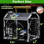Tlence Jumping Spider Enclosure with Handle, Acrylic Reptile Habitat with One-Click Magnetic Closure, Front Opening Small Terrarium with Ventilation Holes for Tarantulas, Frogs, Gecko, Mantis