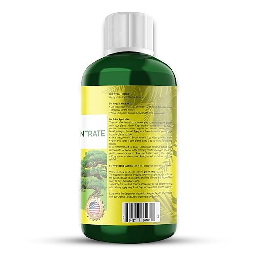 GARDENWISE Organic Premium Seaweed Fertilizer for All Bonsai - Liquid Kelp Plant Food - Nutrient-Rich Liquid Plant Food & Soil Enhancer for Growth Control (16 OZ)