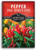 Thai Chili Pepper Seeds for Planting | Bird’s Eye Hot Peppers – Heirloom Non-GMO Hot Chilis for Spicy Cooking & Container Gardens – Survival Garden Seeds (1 Pack)