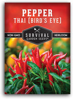 Thai Chili Pepper Seeds for Planting | Bird’s Eye Hot Peppers – Heirloom Non-GMO Hot Chilis for Spicy Cooking & Container Gardens – Survival Garden Seeds (1 Pack)