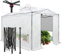EAGLE PEAK 12x8 Portable Walk in Greenhouse, Pop Up Indoor Outdoor Greenhouse, Green House Kit with Zippered Roll-Up Doors, Windows + Support Pole, Woven Cover, Translucent