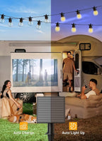 Brightown 34FT Outdoor Solar String Lights - LED G40 Pro Patio Energy Saving with 11 Shatterproof Bulbs, 3 Light Modes Waterproof Hanging Lights for Outside Garden Backyard Decor - Last for 20Hrs+