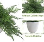 Artificial Fern Plant in Pot, 12'' Fake Desk Plant, Realistic Faux Greenery for Home Office Bathroom Shelf Décor, No Maintenance Indoor Plant (1 Pack)