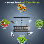 inbloom 12 Pods Hydroponics Growing System Kit, Herb Garden Planter Indoor Kit, Indoor Gardening Hydroponics Growing System with 4.2L Water Pump, Height Adjustable, Gifts for Woman, Transparent Black