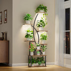 JUSTOGO Plant Stand Indoor with Grow Lights, 8 Tiered Tall Plant Shelf for Indoor Plants Multiple, 65" Large Corner Plant Stands, Metal Flower Holder Display Plant Rack for Living Room, Home, Patio