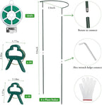 Unves 6 Pack Peony Cage, 13" W x 32" H Half Round Ring Metal Plant Support Stakes, Heavy Duty Peony Cages and Supports for Indoor Outdoor Plants, Vegetables and Flowers with Clips, Ties and Gloves