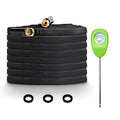 50FT Garden Hose with Soil Moisture Meter, Flexible Non-Expanding Water Hose, No Kink Leak Proof, Analog Plant Moisture Tester, Watering Control System for Lawn Garden Plant Care
