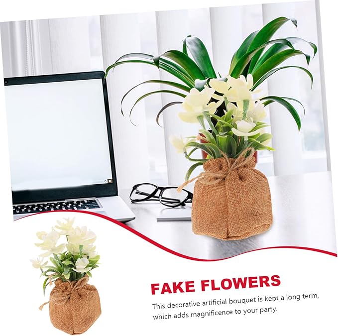 Unomor Realistic Faux Phalaenopsis Orchid Bonsai Decorative Bag Simulation Potted Flower for Home and Desktop Decor Lifelike Artificial Orchid Plant for Living Room Kitchen Bedroom Accent