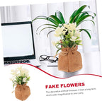 Unomor Realistic Faux Phalaenopsis Orchid Bonsai Decorative Bag Simulation Potted Flower for Home and Desktop Decor Lifelike Artificial Orchid Plant for Living Room Kitchen Bedroom Accent