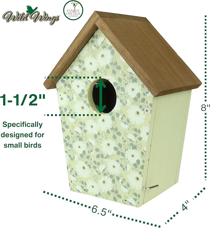 Wild Wings Decorative Bluebird House Olive Blossoms, Green