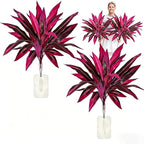 Artificial Dragons Blood Plant, 2Pcs Large Realistic Artificial Boston Fern & Dragon's Blood Tree Plants,UV Resistant No Maintenance Fake Greenery for Garden Patio Wedding Balcony Decor