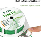 100m Garden Cable Ties & Cutters, Reusable Green Wire Twist Ties for Climbing Plants & Home Organization