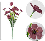 21 Bundles Artificial Outdoor UV Resistant Flowers No Fade Fake Outside Flowers Plastic Greenery Faux Shrubs Garden Porch Window Box Home Decoration (Wine Red)