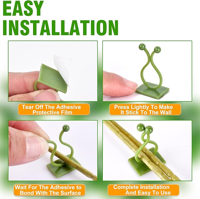 ALLWIN Plant Climbing Wall Clips - 120Pcs,Plant Hooks for Vines, Money Plant Clips (Green)
