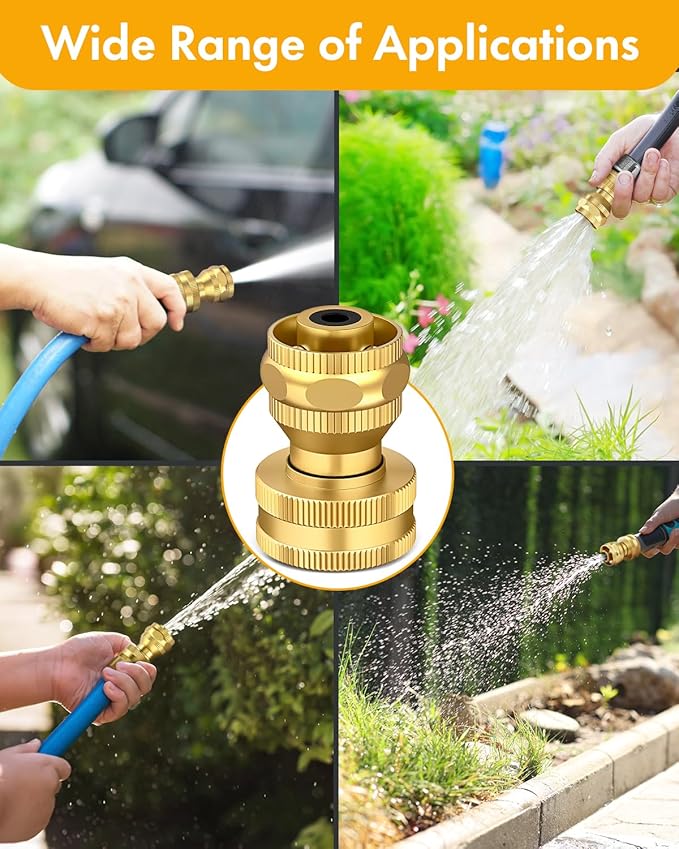 Twinkle Star Brass Hose Nozzle 3 Pack, 3/4 Inch Upgraded Heavy Duty Brass Power Nozzles, Adjustable Twist Pressure Sprayer for Garden, Patio