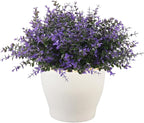 RECUTMS Fake Shrubs Flowers, 12 Bundles Faux Outdoor Plants UV Resistant Artificial Greenery Eucalyptus Flowers Boxwood Springs Fake Plants Indoor Outside Hanging Planter Home Garden Decor (Purple)