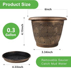 Fodetyff 6 Inch Flower Pots Planters for Indoor Outdoor Plants, 6 Pack Plastic Small Plant Pots with Drainage Hole & Tray, Modern Decorative Garden Pot with Saucer, Plant Container for House