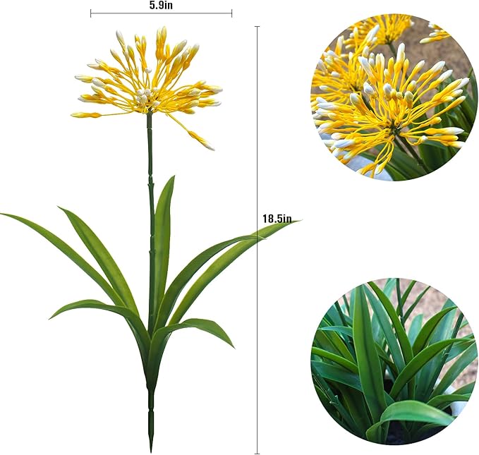 Fake Plants Outdoor with Flowers Artificial Large Plastic Faux Flower 8 Bundles 18.9 in Spring Summer Decoration for Patio Front Porch Platers Decor Outside