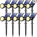 WELALO Solar Spot Lights Outdoor Waterproof IP65, 10 Pack 4 Lighting Modes Solar Powered Landscape Spotlights with Auto On/Off, Solar Garden Christmas Yard Pathway Wall Lights for Outside, Warm White