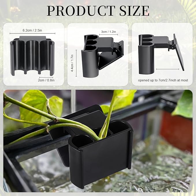 2 Pack Hanging Aquarium Plant Holder – 3 Holes Aquatic Plant Cups, Fish Tank Holder for Aquatic Plants, Ideal for Aquarium Tank Decoration(Black)