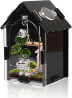 Jumping Spider Enclosure Kit, 3.15x3.15x5.6 Inch Acrylic Terrarium with Magnetic Lock & Feeding Hole, Escape-Proof Mini Habitat for Tarantula, Mantis, Reptiles, Cricket Keeper