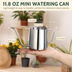 Small Watering Can for Indoor Plants - 12 oz Mini Indoor Watering Can with Long Spout Gooseneck Rust-Proof Stainless Steel Tiny Watering Kettle for Small House Plants