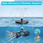 AMZtime Solar Fountain, 2026 Upgraded Solar Water Fountains with 6 Nozzles, Free Standing Floating Solar Powered Water Fountain Pump for Bird Bath, Garden, Pool, Pond and Outdoor