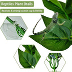 PINVNBY Reptile Terrarium Plants Hanging Artificial Lizards Habitat Climbing Decorations with Suction Cup Pets Tank Fake Green Plastic Ornament for Amphibians Bearded Dragons 6PCS…