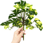 Fake Plants Hanging Small Faux Potted Ivy Vine Artificial Monstera Mini Faux Tropical Plants Greenery for Bathroom Office Table Pot Indoor Outdoor Decor Windowsill Shelf DIY Decoration - White 2 Pack