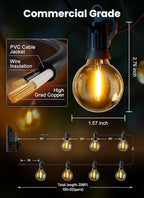 Brightown 208FT Solar String Lights Outdoor with Remote and 102 LED Shatterproof Bulbs, Dimmable & Timable, 3 Light Modes, Solar Patio String Lights Outdoor for Cafe, Garden, Deck, Outside Wedding
