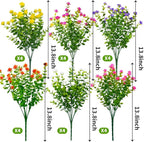 24 Bundles Outdoor Artificial Flowers UV Resistant Fake Boxwood Plants, Faux Greenery for Indoor Outside Hanging Plants Garden Porch Window Box Home Wedding Farmhouse Décor (Mix Color)