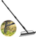 Rake, 17 Tines with 49 Inch Handle, 17 Inch Wide Heavy Duty Garden Thatch Leaf Rake for Raking Leaf Loosening Soil Gathering Mulch Leveling Rocks, Rustproof Metal Bow Rakes for Leaves Grass