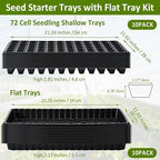 Vesici 20 Pack Seed Starter Trays, 72 Cell Seedling Trays with 1020 Flat Tray, Deep Plug Nursery Plant Pots for Germination, Water Collection, Indoor Outdoor Seed Starting & Transplanting