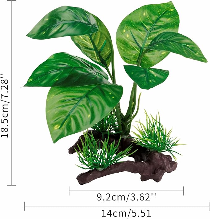 Moonorange Reptile Artificial Plants, Terrarium Plants Decorations Supplies, Aquarium Fish Tank Plant, Amphibian Habitat Hideout Tank Accessories (M Set-2pcs/F)