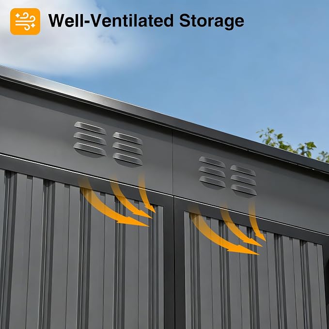 6 x 4 FT Storage Shed, Metal Sheds & Outdoor Storage with Sloping Roof and Lockable Door, Outdoor Shed for Backyard Garden Patio and Lawn,Grey
