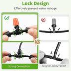 Locked - Connect Drip Irrigation Kit, 98ft Garden Drip Irrigation System, Automatic Micro Watering System with 4/7 inch Tubing Hose with Misting Nozzle Emitters for Garden, Bed Patio, Greenhouse