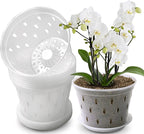 Orchid Pot, 7 Inch 8 Pack Orchid Pots with Holes and Saucers, Clear Plastic Plant Pot Indoor