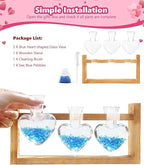Nacome Plant Terrarium Propagation Stations: Mothers Day Gifts for Mom Plant Lovers Women Wife Daughter - 3 Bulb Glass Vase with Wooden Stand Tabletop for Hydroponics Home Garden Wall Decor