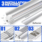 Barrina 4FT T8 Plant Grow Light, 252W(6 x 42W, 1400W Equivalent), Full Spectrum, LED Growing Lamp Fixture for Indoor Plant Growing, with ON/Off Switch & V-Shaped Reflector, Pinkish White, 6-Pack