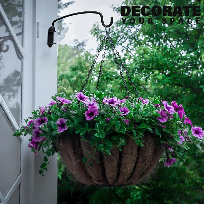 8 Pack Hanging Plant Bracket Wall Mounted Hooks for Hanging Bird Feeder, Flower Bracket, Anti Rust Metal Lanterns 12 Inches (12 in 8P)