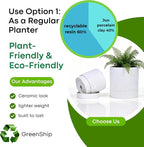 GreenShip 2pcs Plant pots, self Watering pots for Indoor Plants (White+Terracotta, 15.7in+13.7in)