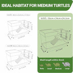 GOZILLA Aquatic Turtle Tank Kit+Lamp+Filter, Upgrade PC Turtle Tank Starter Kit with Adjustable Lamp & Filter,Reptile Habitat with Lid,Hanging Platform for Small Reptiles.(19.68×9.52×9.44''/Black Kit)